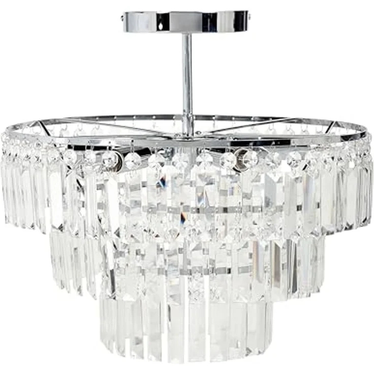 'Ameneiro' Kronleuchter 6-flammig, Metall transparent silber Kristall-Optik, 45 x 45 x 42 cm – Bild 1