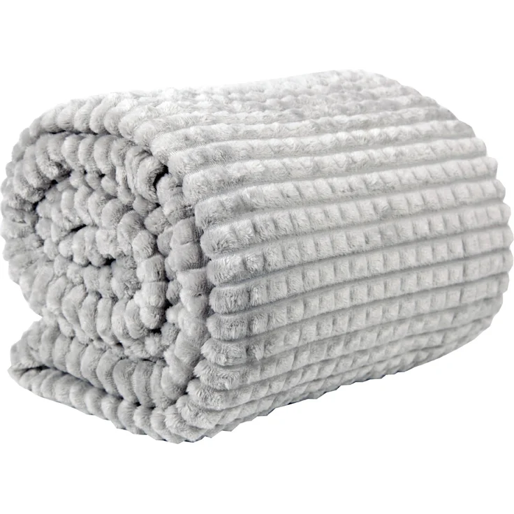 Kuscheldecke Jacquard Flanell Hellgrau 130x170 cm – Bild 5