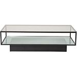 Livetastic Couchtisch, Schwarz, rechteckig aus Metall und Glas, 130x60x37.5 cm mit Stauraum