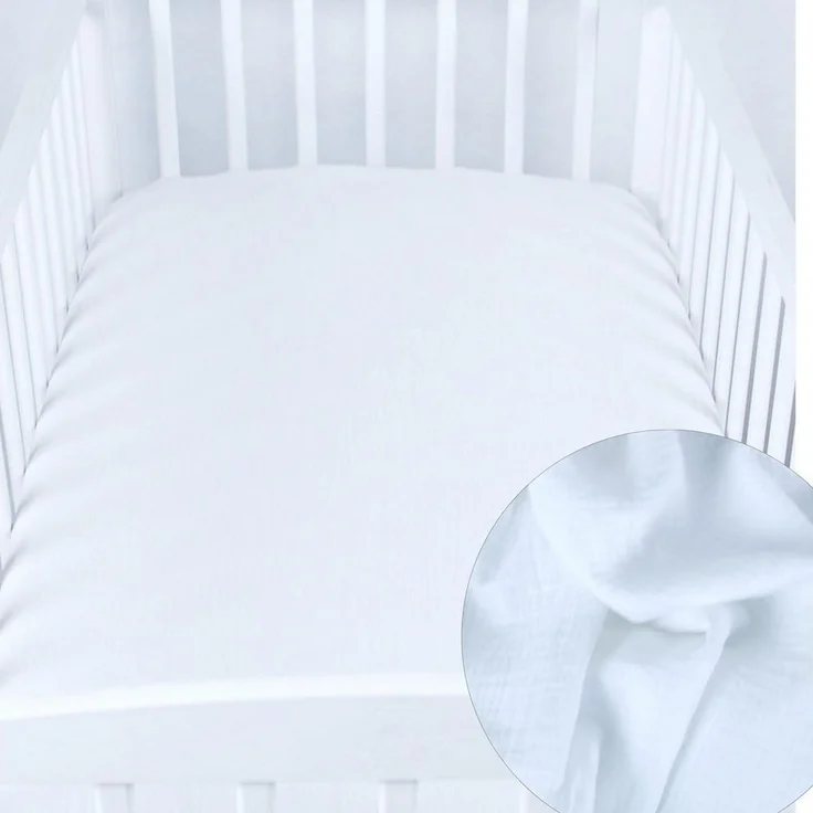 BabyLux Spannbettlaken BabyLux Spannbettlaken Musselin 60x120 70x140 Baby-& Kinderbett, Weiß 60x120 – Bild 1