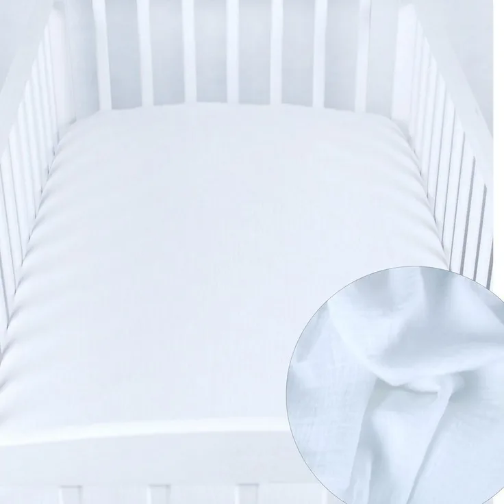 BabyLux Spannbettlaken BabyLux Spannbettlaken Musselin 60x120 70x140 Baby-& Kinderbett, Weiß 60x120