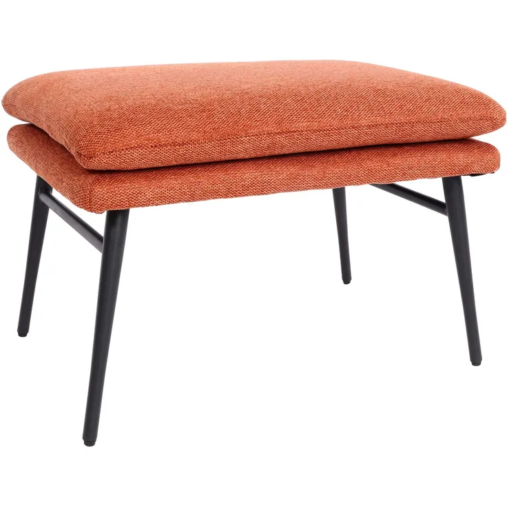 Hocker HWC-L62, Sitzhocker Fußablage Ottomane Polsterhocker, 38x56x40cm Stoff/Textil ~ terracotta-braun
