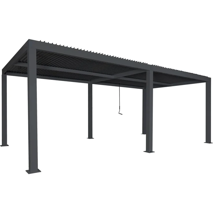 Mendler 'HWC-L46' Pergola, Regenrinne sturmfest, Aluminium anthrazit, 3x6 m – Bild 5