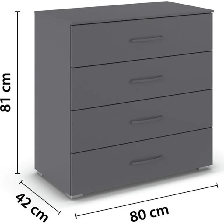 rauch Aditio Box, Kommode, 4 Schubladen, mit Softclose-Funktion, Farbe Grau metallic, BxHxT 80x81x42cm – Bild 4