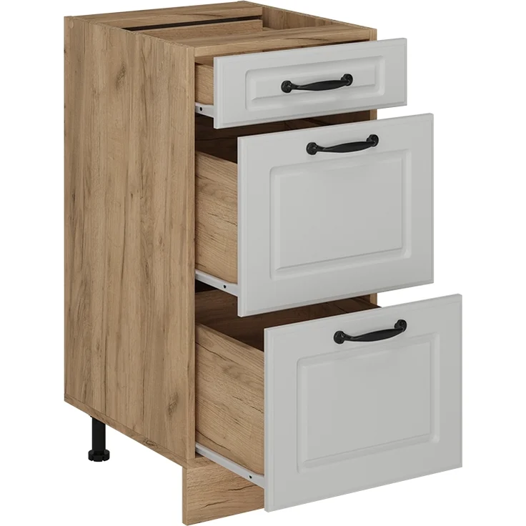 Küchenunterschrank R-Line Weiß Landhaus 40 cm mit Schubladen, AP Marmor Vicco – Bild 5