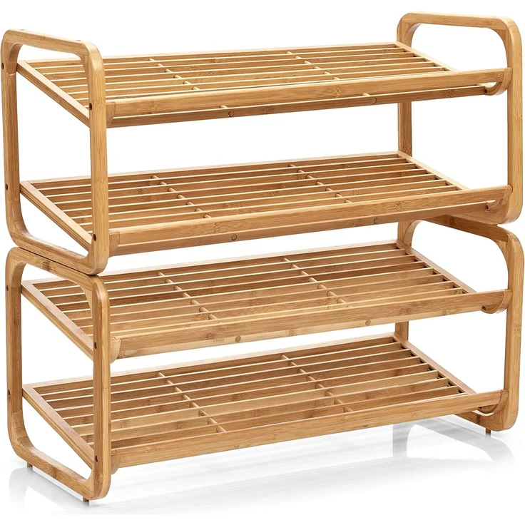 Zeller Schuhregal m. 2 Ablagen, Bambus, 74 x 33 x 33 cm – Bild 3