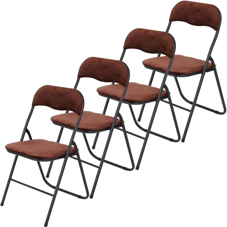 Brixy Klappstühle - 4er Set - Klappstühle - Samt - Esstisch Stühle - Klappstühle - 43 x 47 x 80 cm - Stühle - Braun – Bild 1
