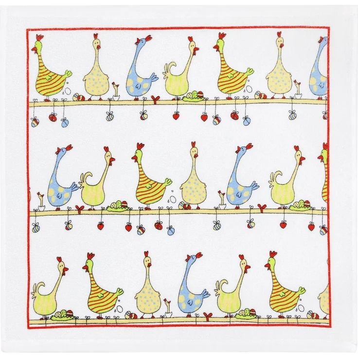 Kracht Geschirrtuch 2er Set Frottier Küchentuch Hühnerstange 50 x50 cm, (2-tlg), Baumfrollfrottee – Bild 3
