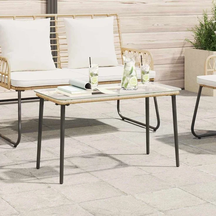 vidaXL Gartentisch Natur 80 x 40 x 45 cm Poly-Rattan 42010365 – Bild 2