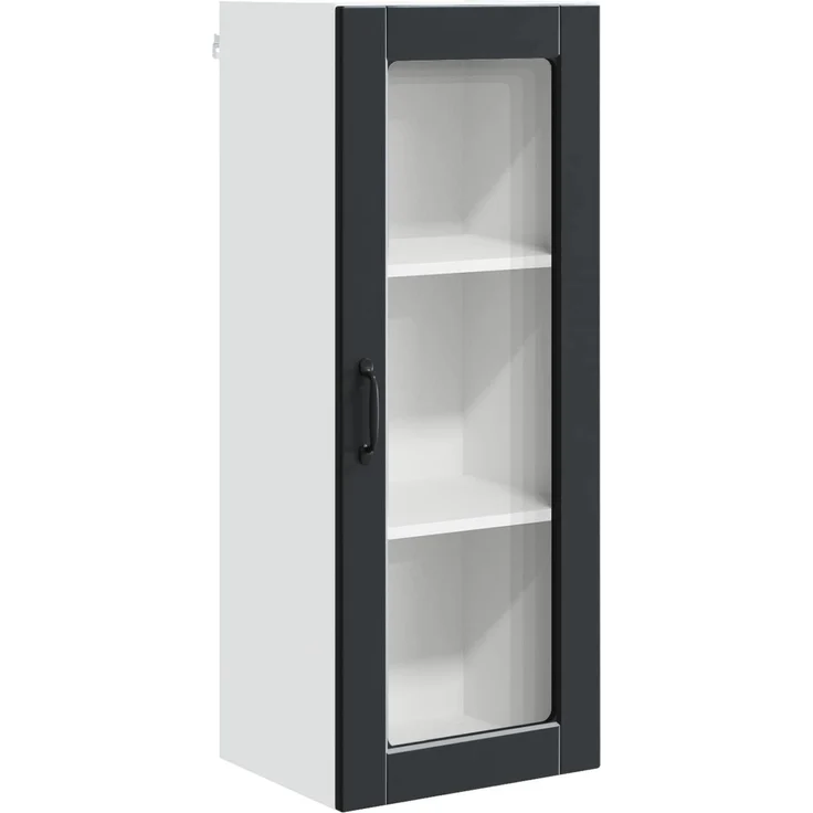 vidaXL Wandglas-Schrank PORTO Schwarz 40 x 31 x 100 cm Holzwerkstoff 885446 – Bild 2