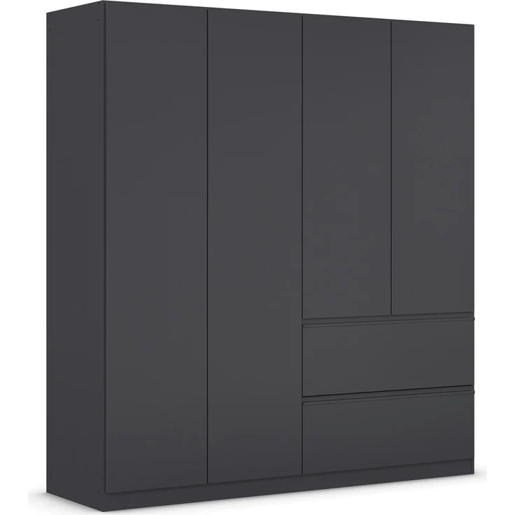 rauch Kleiderschrank, Drehtürenschrank COSTA, 4-türig, push-to-open, Grau metallic, 181 x 197 x 54 cm – Bild 3