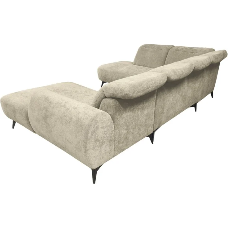 Wohnlandschaft Sofa U-Form ALETTE in Stoff Doha Hellbraun Lange Schenkel Links – Bild 5