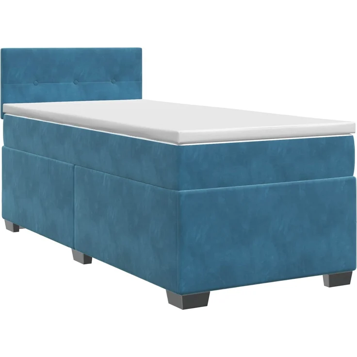 vidaXL Boxspringbett mit Matratze Dunkelblau 90 x 200 cm Samt 3450642 – Bild 2