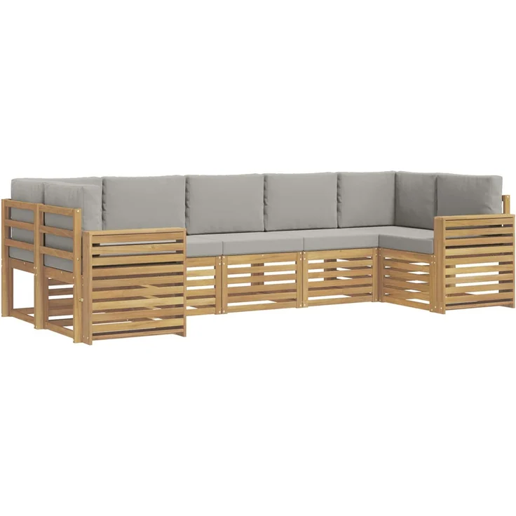 vidaXL Outdoor-Sofagarnitur 7 stk. 7-Sitzer Weiß und Hellgrau 3392441 – Bild 2