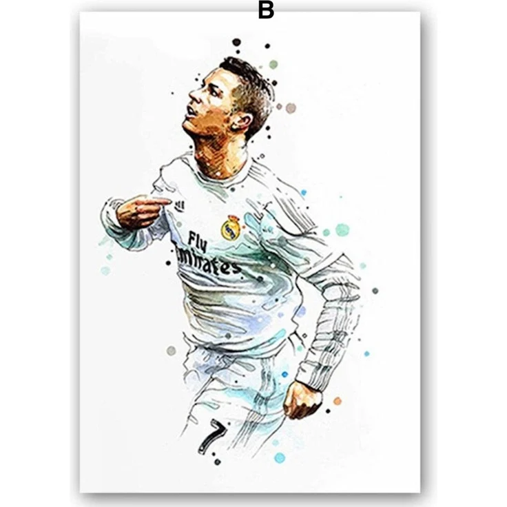 Poster Fußballspieler Tor Jubel Lionel Messi und Christiano Ronaldo als Deko Print ohne Rahmen - B / 30 x 40 cm