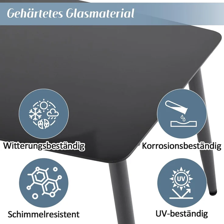 Ball & Cast Gartenmöbel Set für 4 Personen, Balkonmöbel mit 2-Sitzer Sofa, Couchtisch und 2 Sesseln, Lounge Möbel Outdoor mit Glastischplatte und Geflochtenes PE-Seil aus Wassergrasimitat, Grau – Bild 9