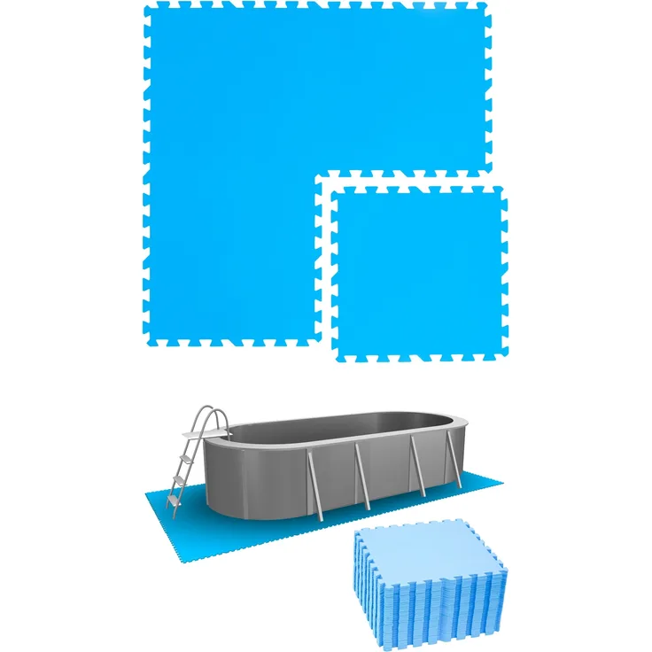 6,6m² Poolunterlage 28 Poolmatten 50x50cm in Blau
