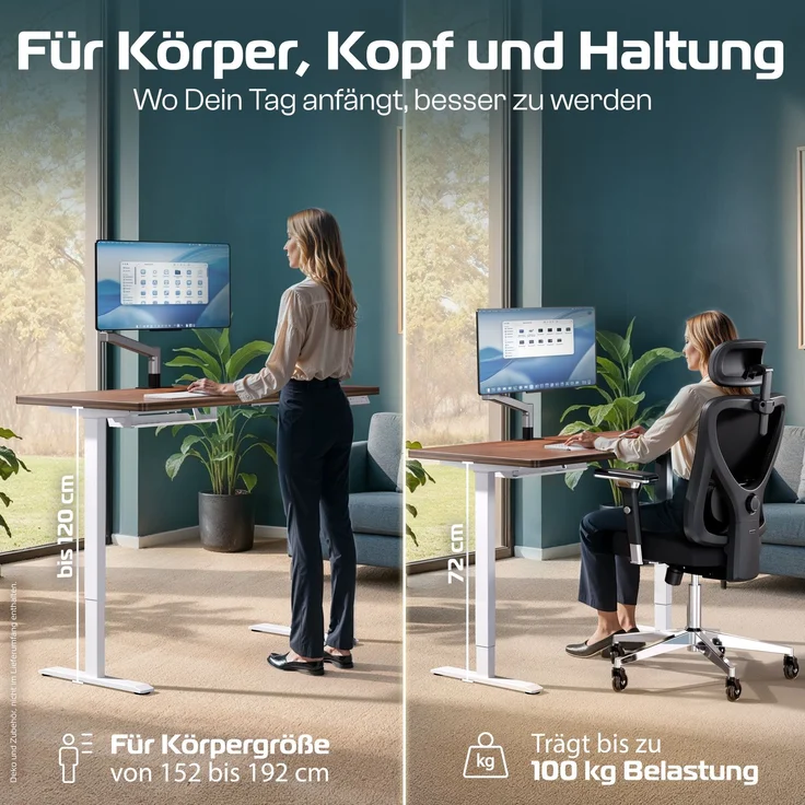 CleverDesk Weiß/Holz (160x80 cm) – Bild 2