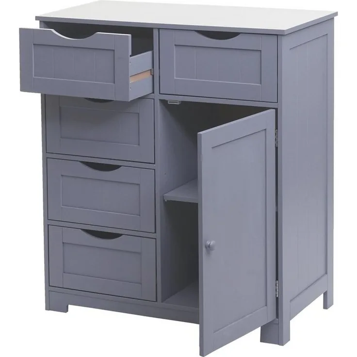 MCW Kommode MCW-B65-5S, 1 Tür und 5 Schubladen, Magnetischer Türverschluss
