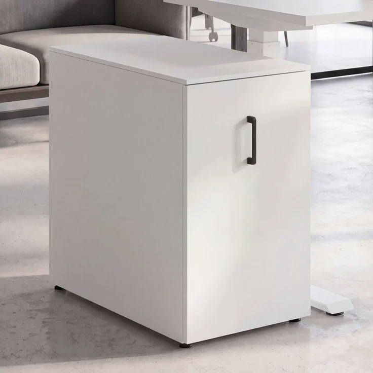 Aktenschrank HWC-Q27, Büroschrank Stahlschrank, Stützrad Staufächer, Metall 74x43x80cm ~ weiß – Bild 1
