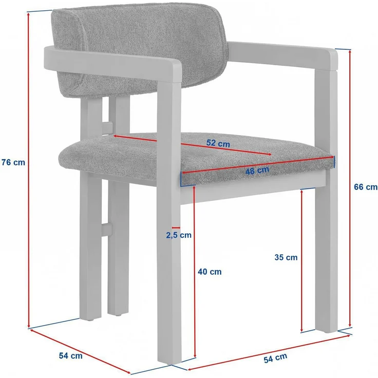 Modern Beech Wood Chair with Chenille Texture Fabric, Easy Clean, White & Walnut, 54 x 76 x 54 cm | Comfortable 5 cm Foam Seat, Perfect for Home Office & Contemporary Spaces – Bild 6