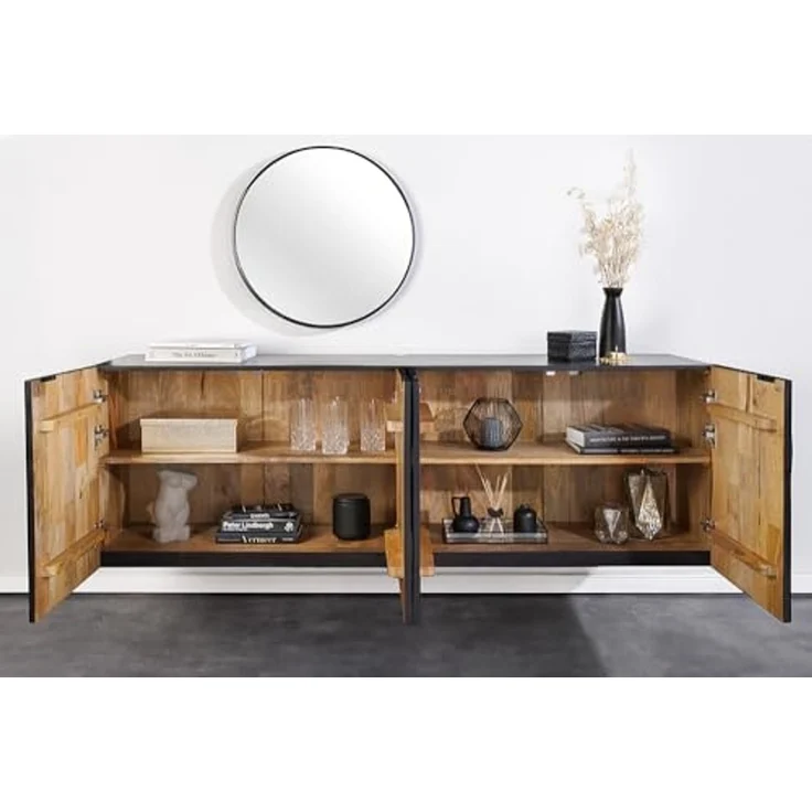 riess-ambiente Sideboard SCORPION 180cm schwarz (Einzelartikel, 1 St), Wohnzimmer · Massivholz · Mango · TV-Schrank · hängend · Industrial – Bild 6