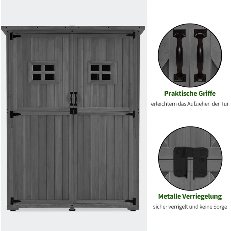 M MCombo Gartenschrank Gartenhaus Holz Outdoor Wetterfest , 0912EY(grau) – Bild 6