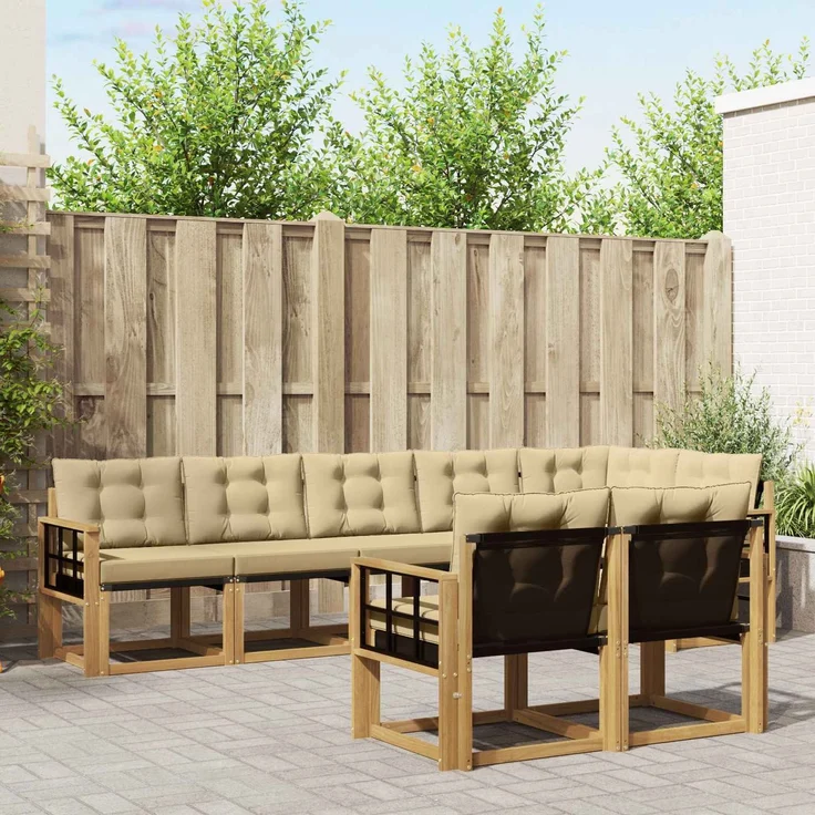 vidaXL Outdoor-Sofagarnitur 8 stk. Weiß und Beige 3389603 – Bild 1