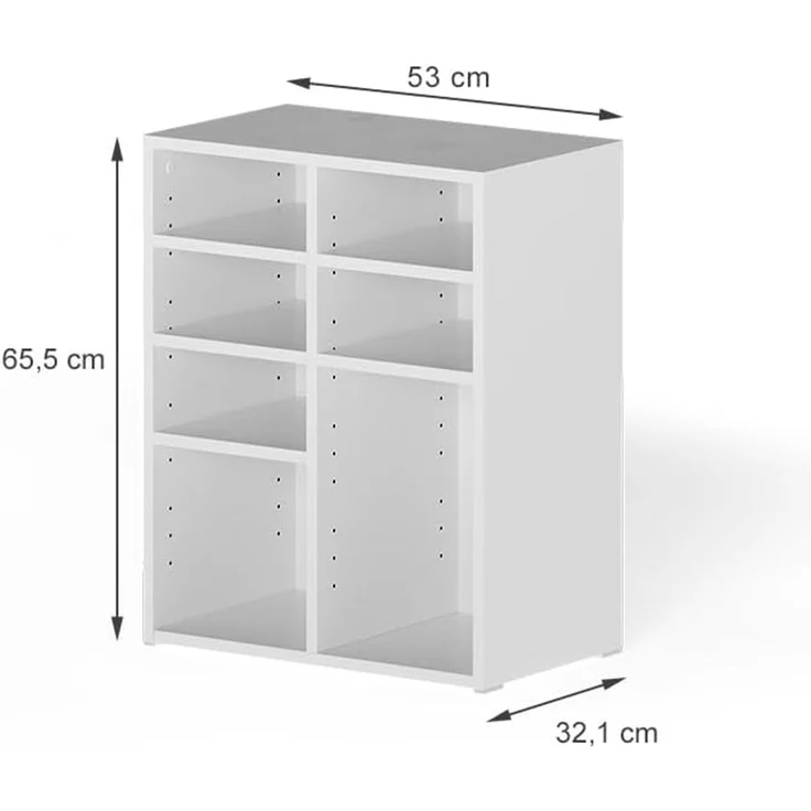 Schuhschrank Lysander Weiß 53 x 65.5 cm mit 7 offenen Fächern Vicco – Bild 2