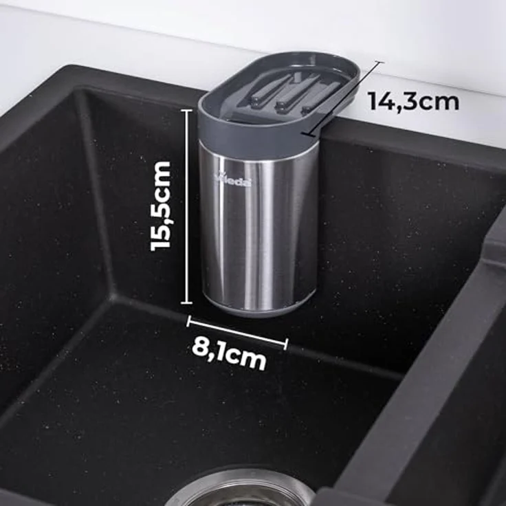 Vileda Küchenorganizer-Set Schwammhalter Spülbecken Edelstahl, (Set, Set), mit Saugnapf, Robust – Bild 2