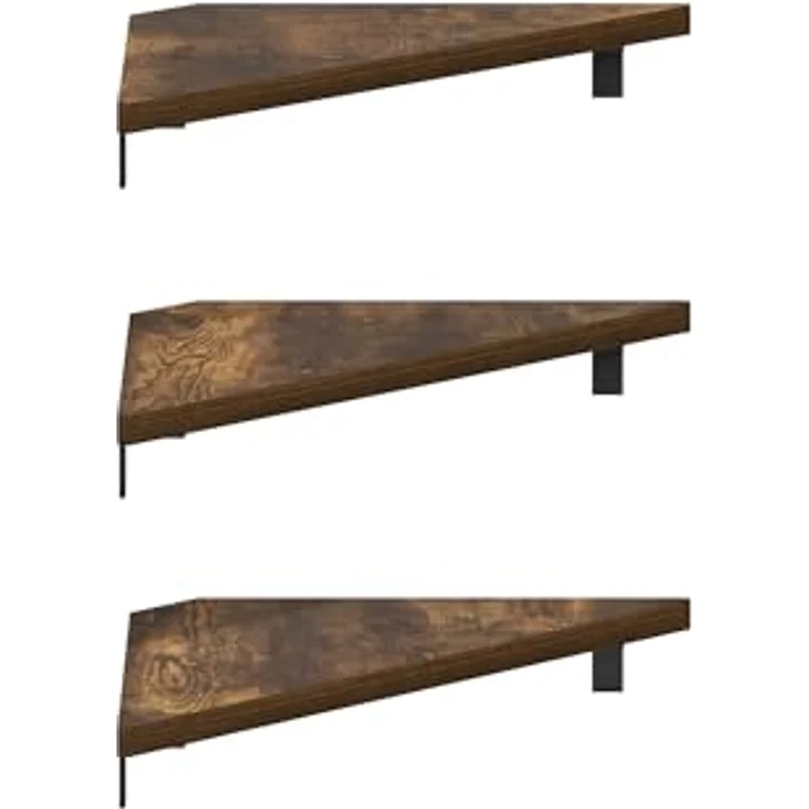 Furinno Rossi Dreieck-Schweberegale, Wandregal zur Präsentation, Bernsteinkiefer, 3er-Set – Bild 7