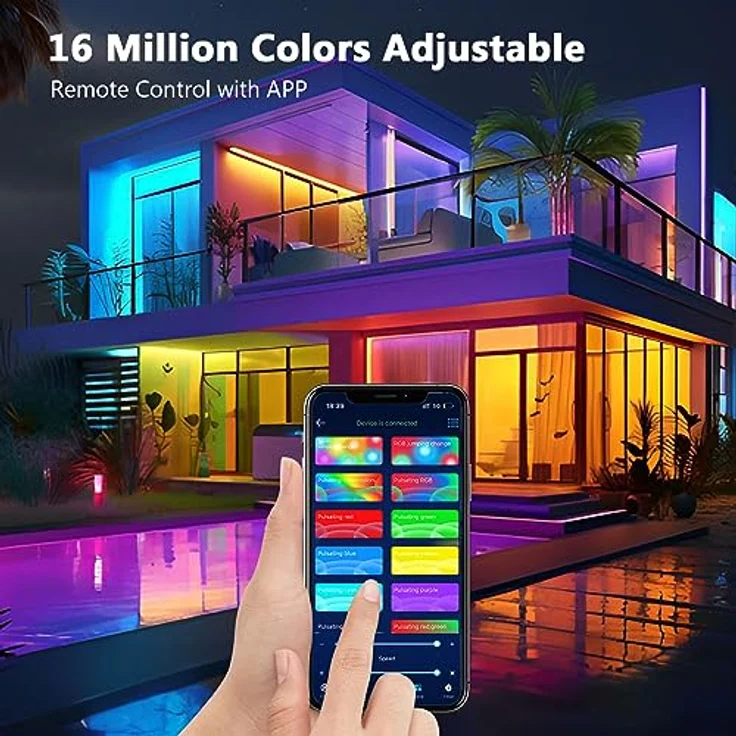 Led Strip 30m, RGB Led Streifen, Bluetooth Smart Led Band Selbstklebend, Led Leiste mit Fernbedienung und APP, Dimmbar, Musik Sync, Timer-Einstellung für Gaming Zimmer, Room, Küche, Party (2x15m) – Bild 6