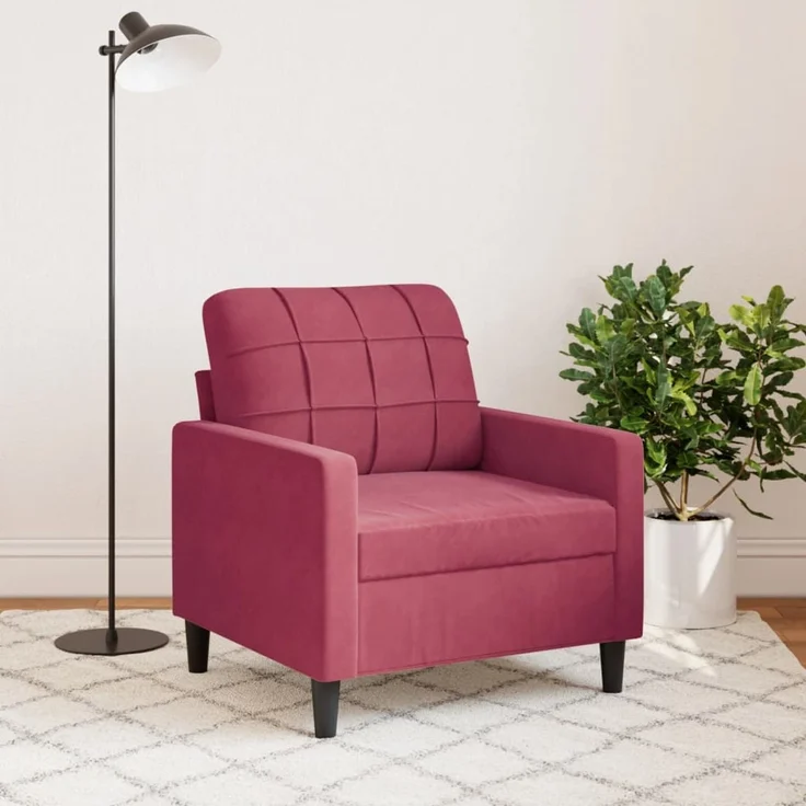 vidaXL Sessel Weinrot 60 cm Samt 4007608 – Bild 2