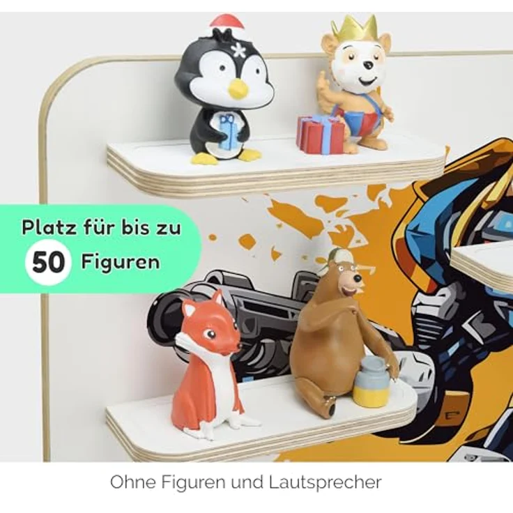 stadtecken Kinder Regal für Musikbox I Geeignet für die Toniebox und ca. 50 Tonies I Perfekte Aufbewahrung für Kinderzimmer I zum Aufstellen oder Aufhängen (Mr. Chip) – Bild 5