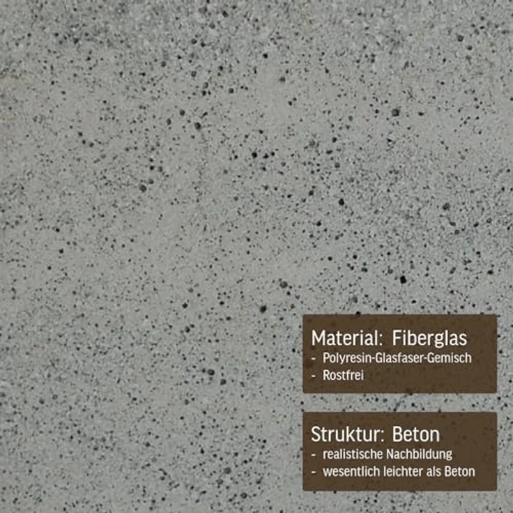 VIVANNO Pflanzkübel Fiberglas BLOCK Säule, Grau Beton-Design 30x30x60 cm – Bild 7
