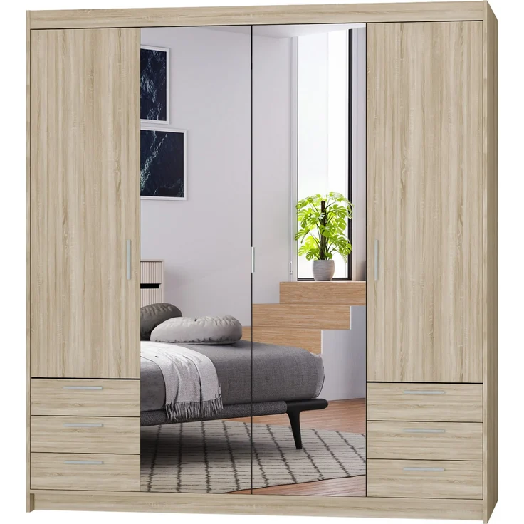 AX LIVING Kleiderschrank mit Spiegel Sonoma Eiche Storicos 4T6S 176,3 – Bild 2
