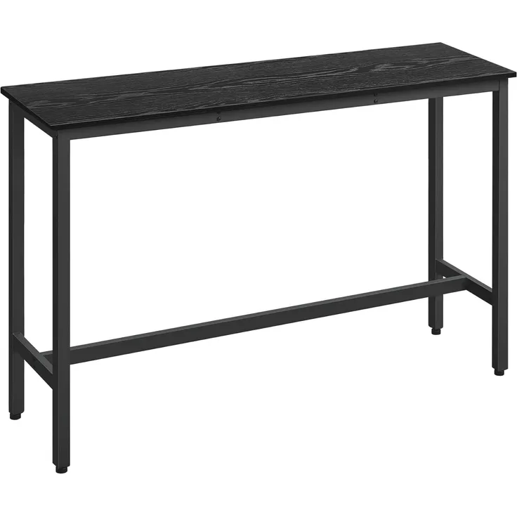 Vasagle Bartisch, Küchentisch, Küchentresen, rechteckiger Stehtisch, Metallgestell, 40 x 140 x 90 cm, einfacher Aufbau, schmal, Industrie-Design, ebenholzschwarz-tintenschwarz LBT140B56