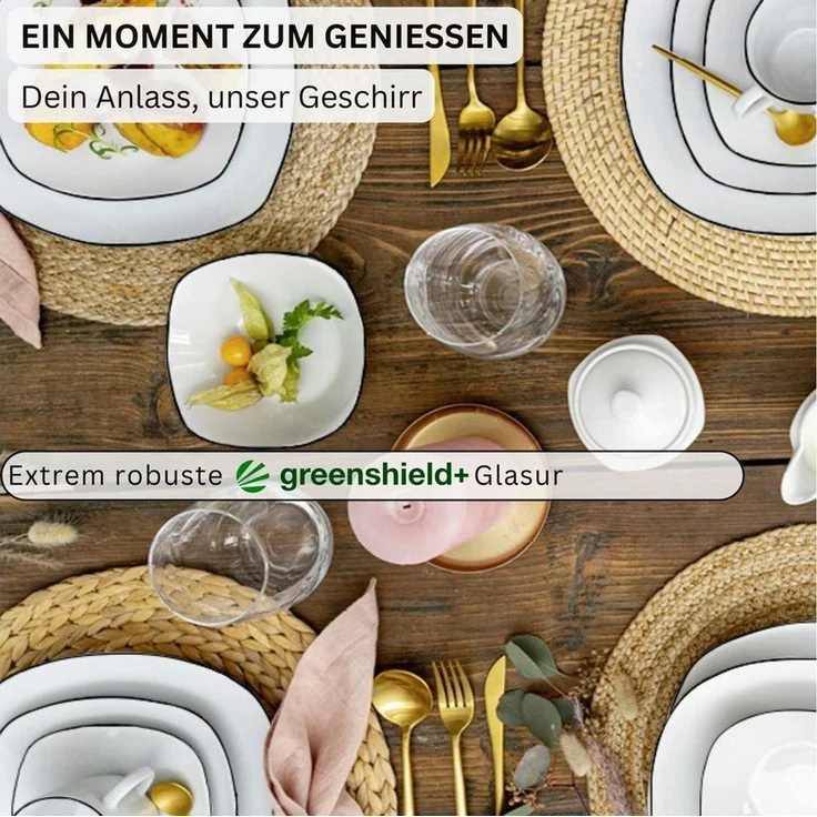SÄNGER Kaffeeservice Bilgola Black Rim Tassen Set (12-tlg), 6 Personen, Porzellan, 150ml, ⌀8x8cm, spülmaschinengeeignet, Premium Collection – Bild 3