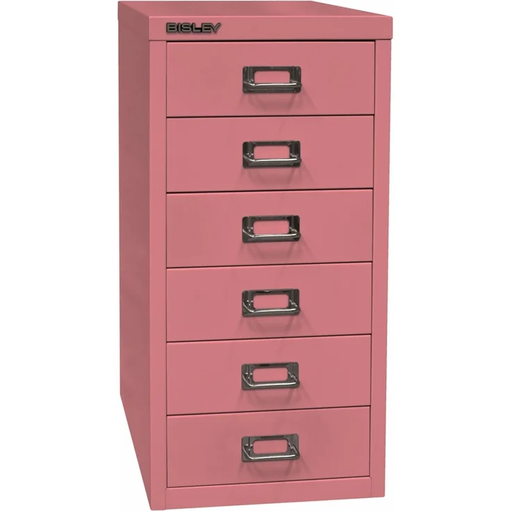 Bisley Multidrawer Schubladenschrank aus Metall mit 6 Schubladen DIN A4 ohne Sockel - Farbe: Pink, L296-601 – Bild 1