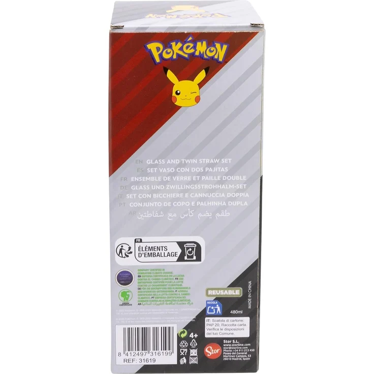 Pokemon Glas 480 ml mit 2 Edelstahl Trinkhalmen – Bild 4