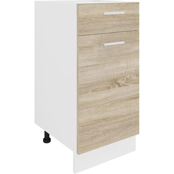 VCM Küchenmöbel Unterschrank Esilo 918639 Weiß / Sonoma-Eiche H. 82 x B. 40 x T. 46 cm