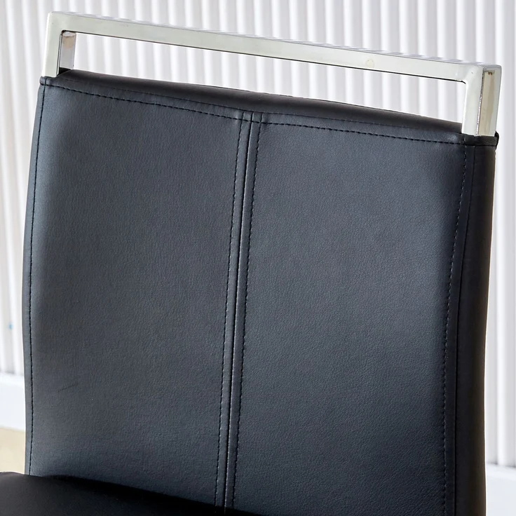 Zwei hohe schwarze Barhocker im nordischen Stil, geeignet für Restaurants, Küchen, Terrassen und Gäste Bürostühle (Set von 2) (‌Schwarz+PU)Geeignet für mehrere Gelegenheiten.--Schwarz+Silber--96.5x46.5x38.9cm--YOUDENOVA – Bild 7