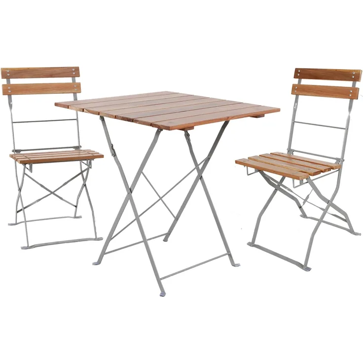 3-tlg Biergartenmöbel Bistroset Balkonset Klapptisch + 2 Klappstühle