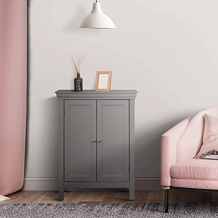 Teamson Home Stratford Badezimmerbodenschrank grau EHF-676G mit 2 Regalen – Bild 7