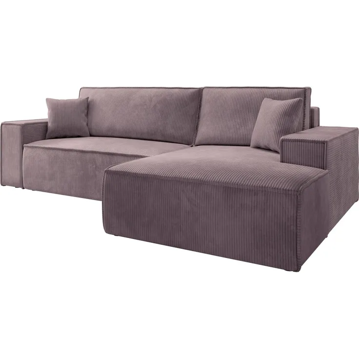 Selsey 'Farese ' Ecksofa mit Cordbezug, Schlaffunktion und Stauraum, Rosa, rechts