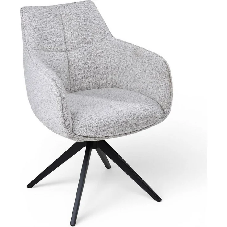 casa NOVA Esszimmerstuhl OLMO, Cremeweiß, Schwarz, Webstoff, Metall, (1 St), 360 Grad drehbar mit Rückholfunktion, B 61 x H 89 x T 63 cm – Bild 1