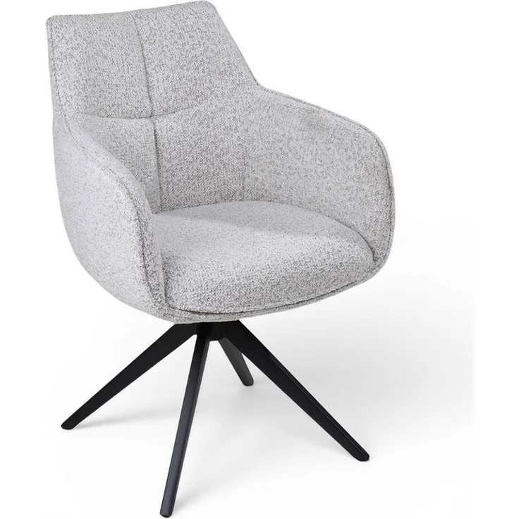 casa NOVA Esszimmerstuhl OLMO, Cremeweiß, Schwarz, Webstoff, Metall, (1 St), 360 Grad drehbar mit Rückholfunktion, B 61 x H 89 x T 63 cm