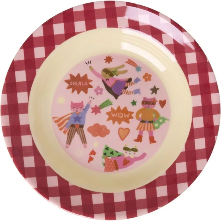 rice Teller Tiefer Kinderteller 20cm Rot Super Hero Melamin Kindergeschirr, (1 St)