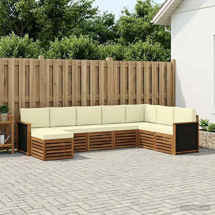 vidaXL Outdoor-Sofagarnitur 8 stk. 8-Sitzer Natur und Creme 3384701