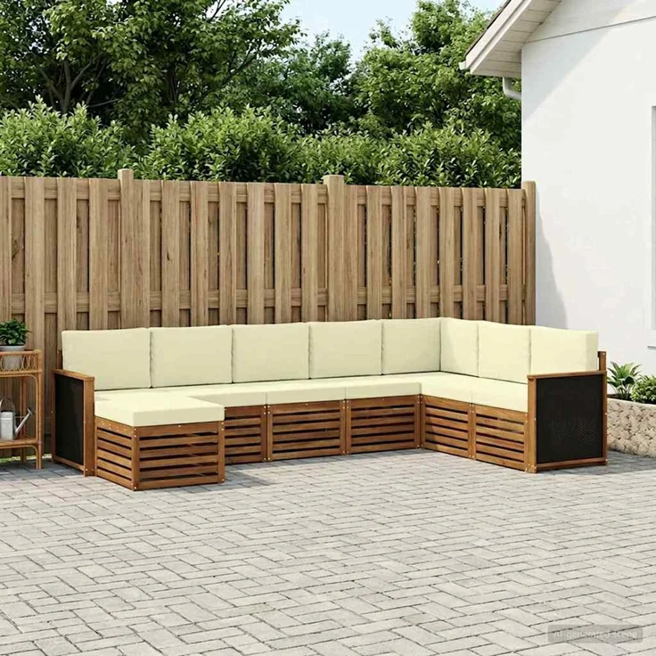 vidaXL Outdoor-Sofagarnitur 8 stk. 8-Sitzer Natur und Creme 3384701 – Bild 1